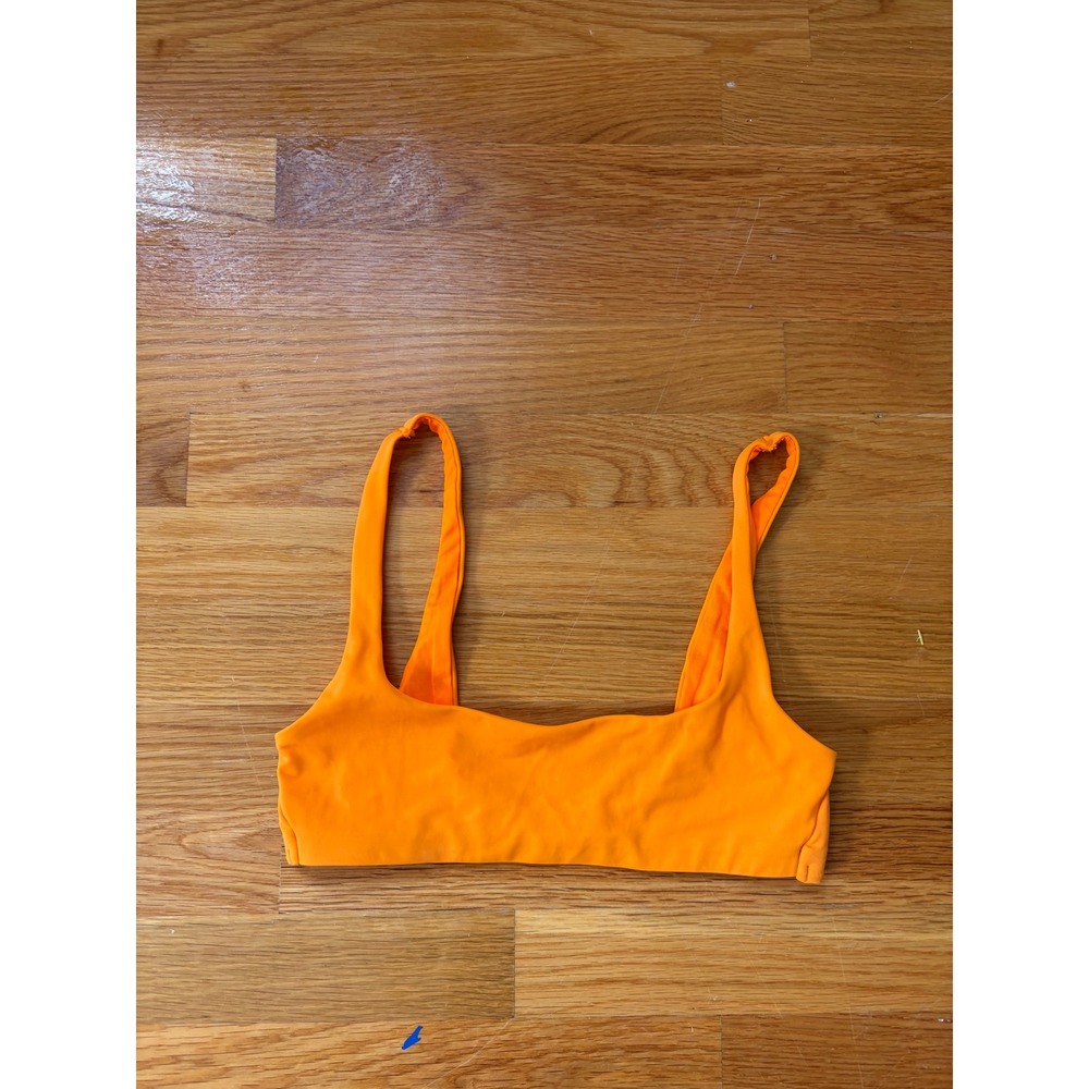 Weekday Sand Bikini Top Neon Orange Scoop Neck Minimalist Swim XS
